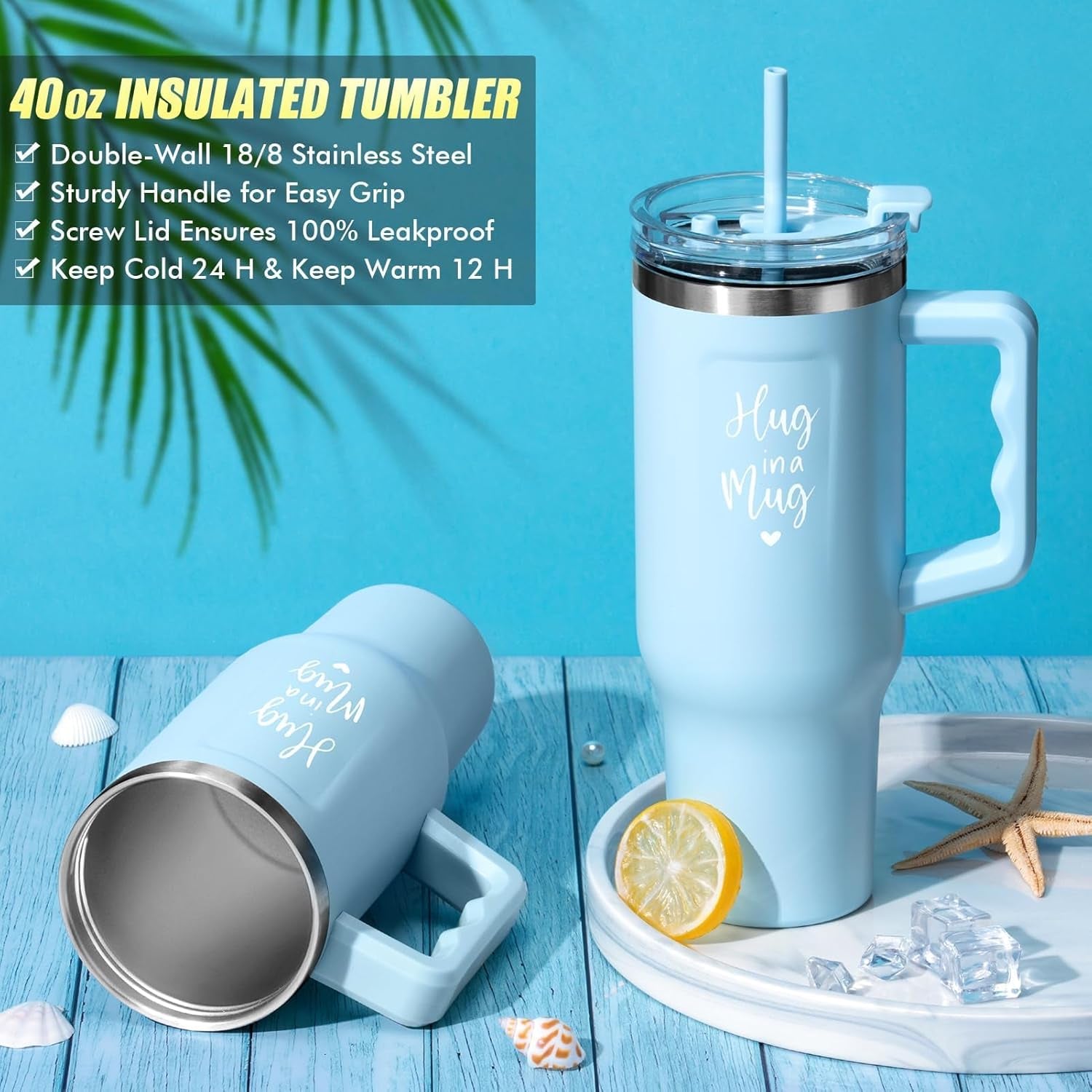 Birthday Gifts for Women Self Care Gifts Get Well Soon Gifts, Ocean Relaxing Spa Gifts Basket Care Package W/ Flannel Blanket 40 OZ Tumbler, Christmas Gifts for Mom Wife Grandma Friends Sisters Her